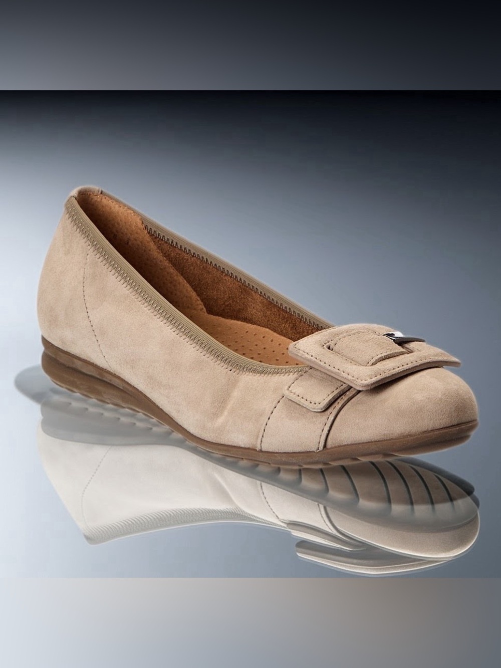 Gabor Suede Ballet Flats Taupe Beige Comfort Shoes Size 10 US / 7.5 UK New